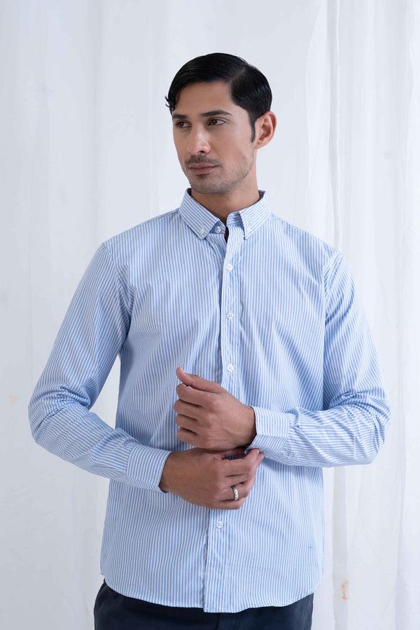 Elo Polo Republica Men's Pinstriped Casual Shirt Sky