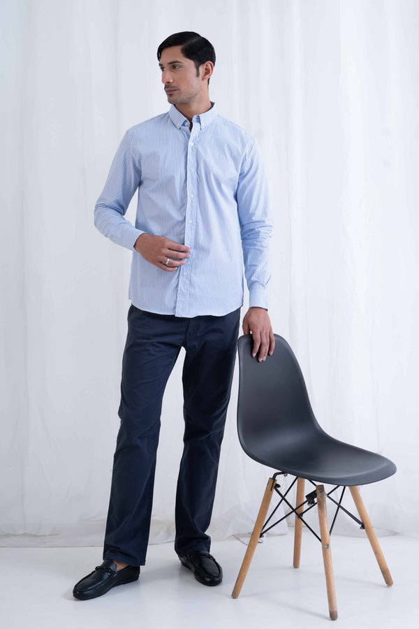 Elo Polo Republica Men's Pinstriped Casual Shirt Sky