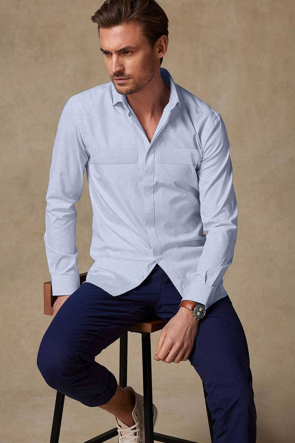 elo Polo Republica Men's Pocketless Flap Casual Shirt Sky