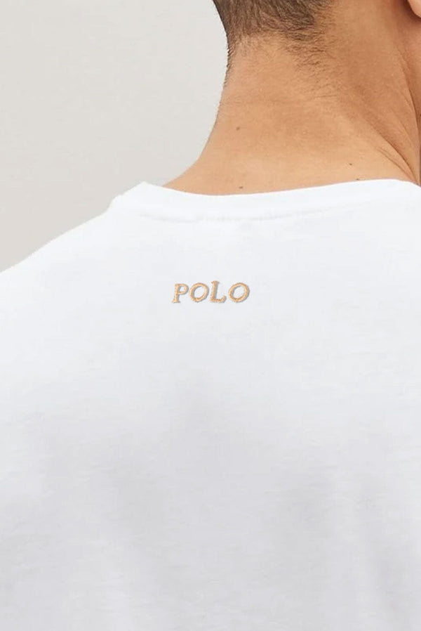 Elo Polo Republica Men's Polo 3 Crest Embroidered Crew Neck Tee Shirt White