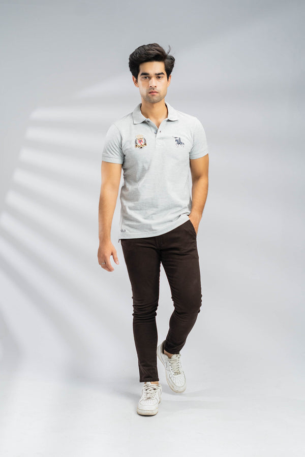 Elo Polo Republica Men's Polo Cavalry & Crest Embroidered Short Sleeve Polo Shirt Stealth Grey