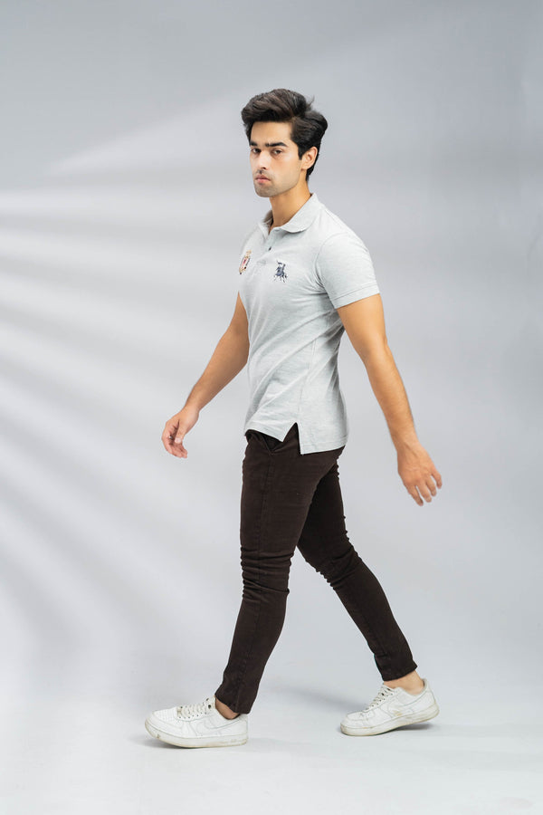 Elo Polo Republica Men's Polo Cavalry & Crest Embroidered Short Sleeve Polo Shirt Stealth Grey