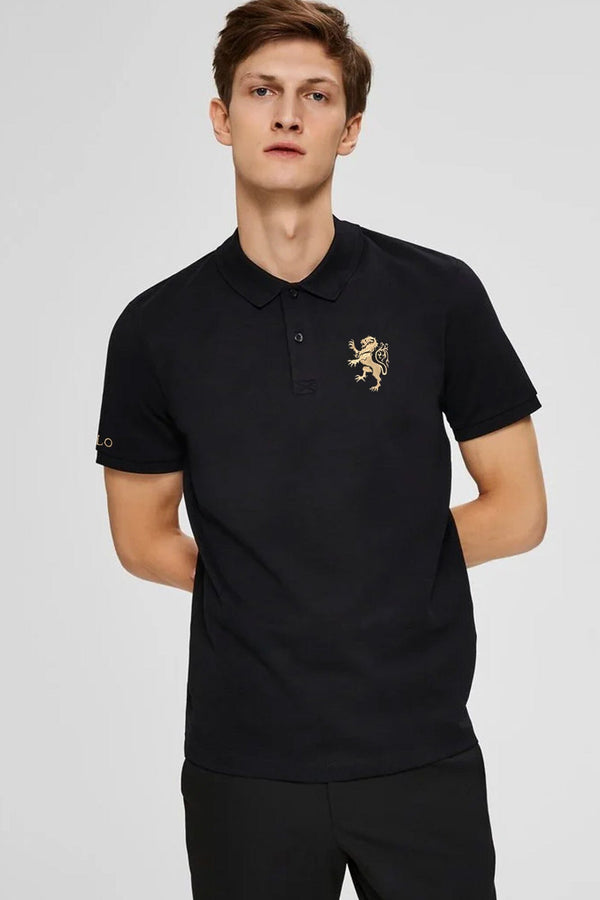 elo Polo Republica Men's Polo & Lion Embroidered Short Sleeve Polo Shirt Black