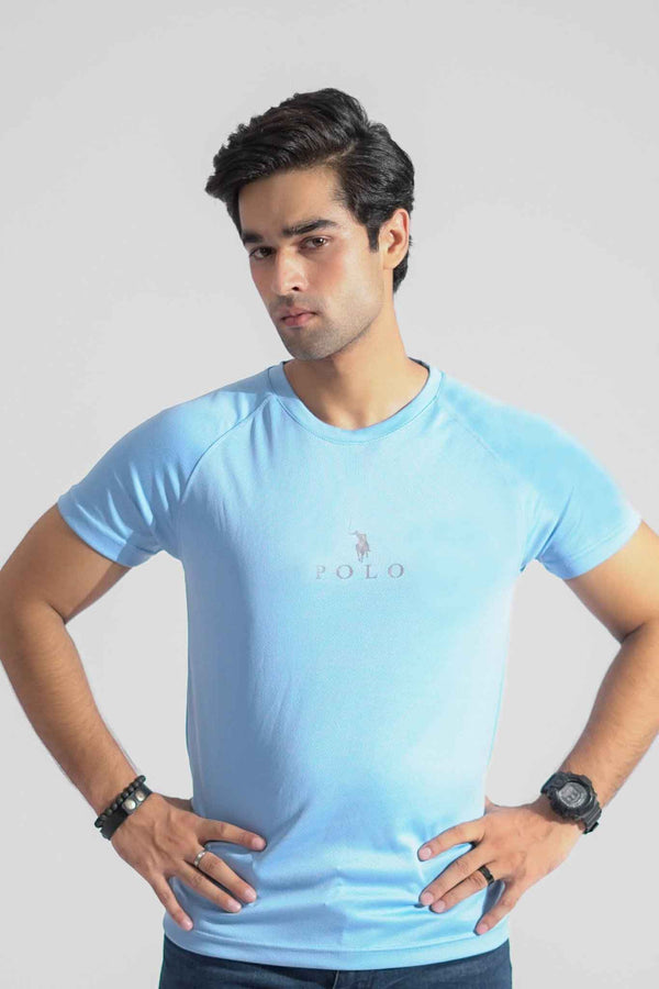 Elo Polo Republica Men's Polo Pony & Back Stripes Activewear Tee Shirt Sky