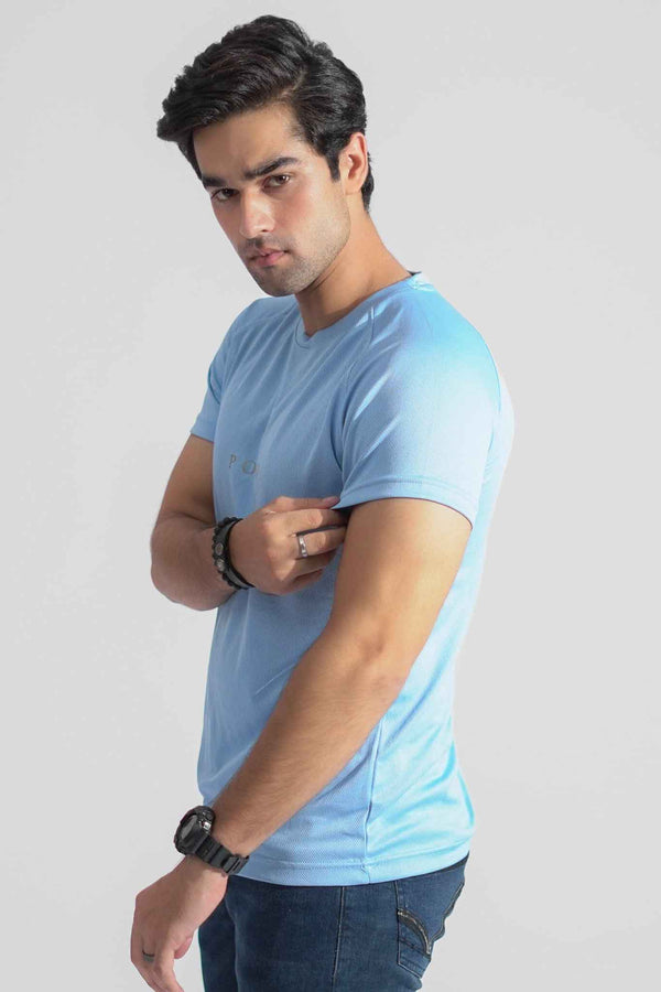 Elo Polo Republica Men's Polo Pony & Back Stripes Activewear Tee Shirt Sky