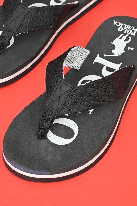 Elo Polo Republica Men's Polo Pony Ultra-Light Soft Flip Flops Slippers Black & Green