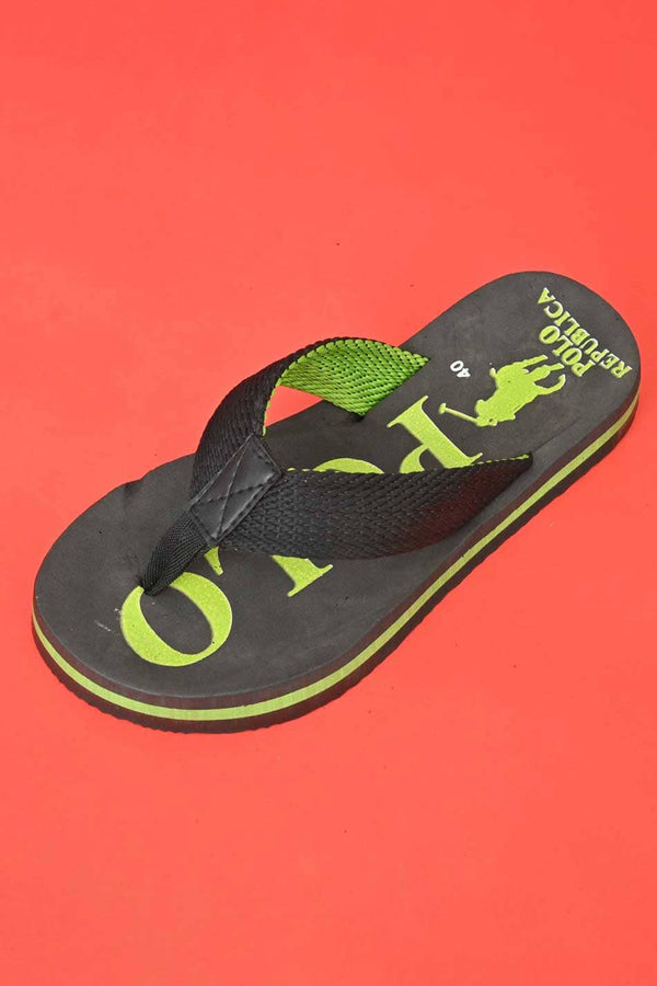 elo Polo Republica Men's Polo Pony Ultra-Light Soft Flip Flops Slippers Black & Green
