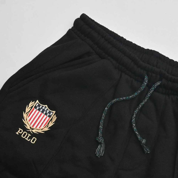 Elo Polo Republica Men's Pony And USA Embroidered Fleece Jogger Pants Black