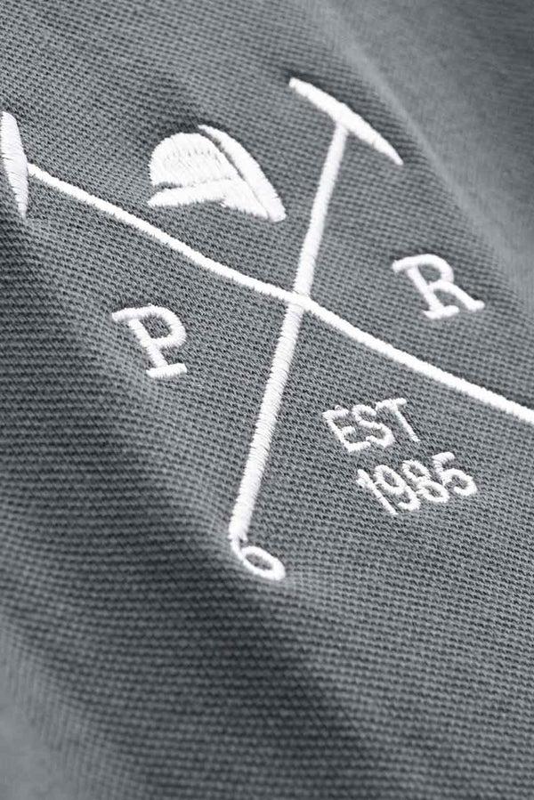 Elo Polo Republica Men's Pony & Mallets Embroidered Raglan Long Sleeve Pique Tee Shirt Slate Grey