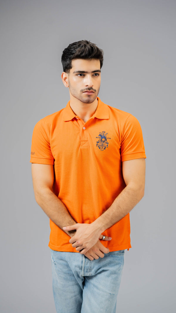 Elo Polo Republica Men's Pony Polo Crest & 8 Embroidered Short Sleeve Polo Shirt Orange