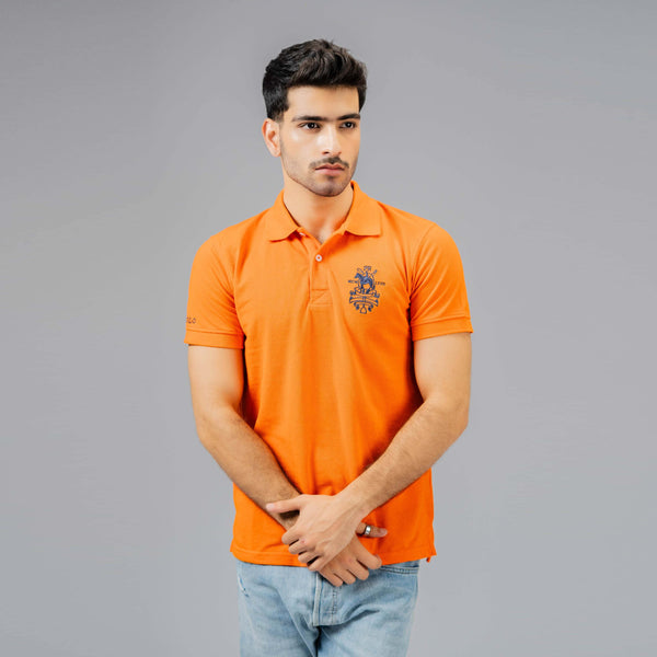 elo Polo Republica Men's Pony Polo Crest & 8 Embroidered Short Sleeve Polo Shirt Orange