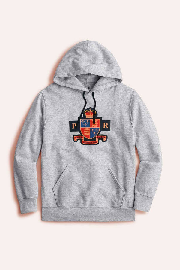 Elo Polo Republica Men's PR Crest Printed Fleece Pullover Hoodie Heather Grey