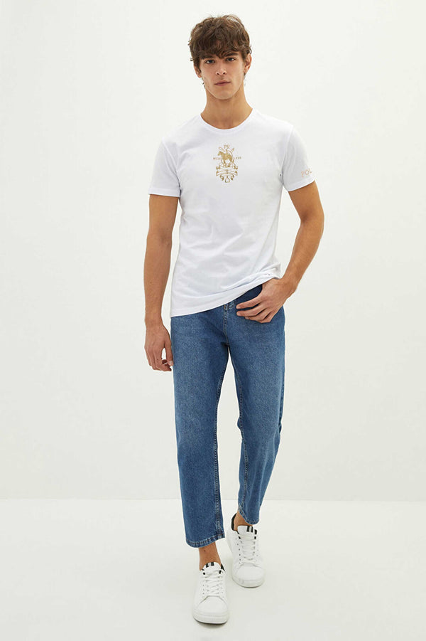 Elo Polo Republica Men's PR MCM Embroidered Crew Neck Tee Shirt White