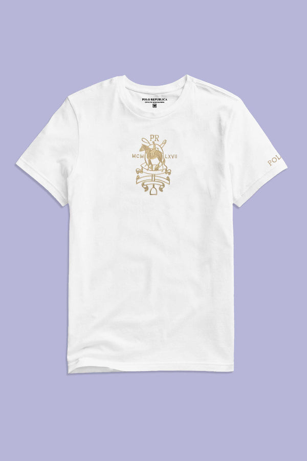 Elo Polo Republica Men's PR MCM Embroidered Crew Neck Tee Shirt White