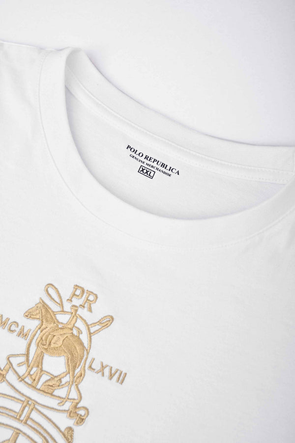 Elo Polo Republica Men's PR MCM Embroidered Crew Neck Tee Shirt White