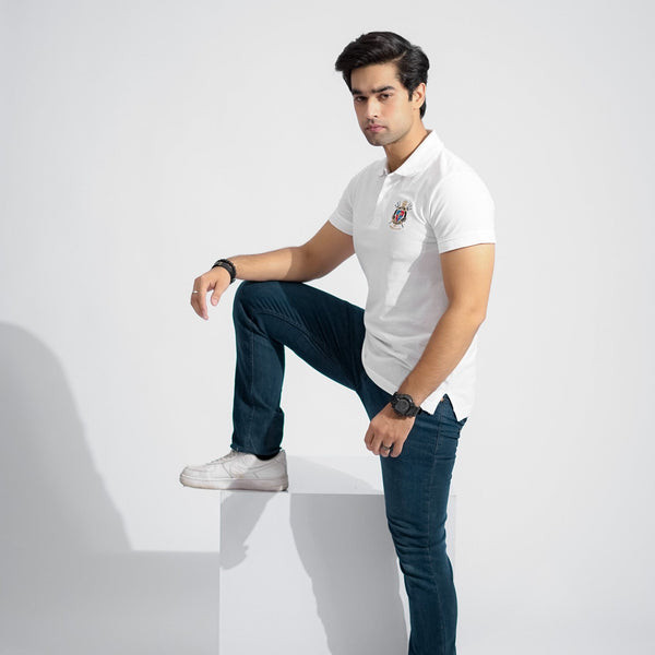 Elo Polo Republica Men's PRC Crest & 8 Embroidered Short Sleeve Polo Shirt White