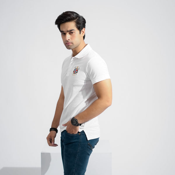 Elo Polo Republica Men's PRC Crest & 8 Embroidered Short Sleeve Polo Shirt White