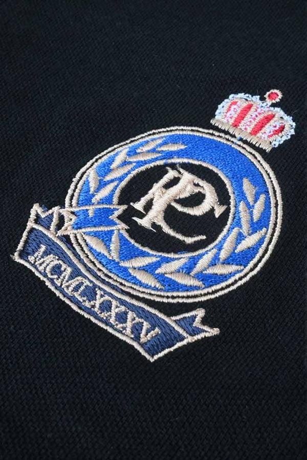 Elo Polo Republica Men's PRC Crest & EE Embroidered Contrast Panels Polo Shirt Black & Slate Grey