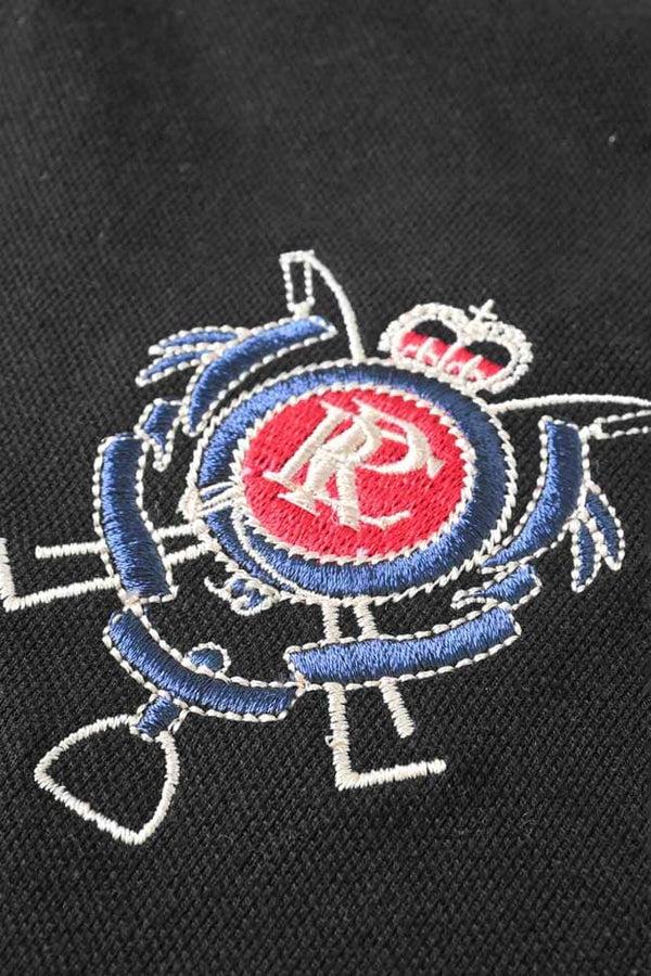 Elo Polo Republica Men's PRC Crest Embroidered Contrast Panels Polo Shirt Black & Slate Grey