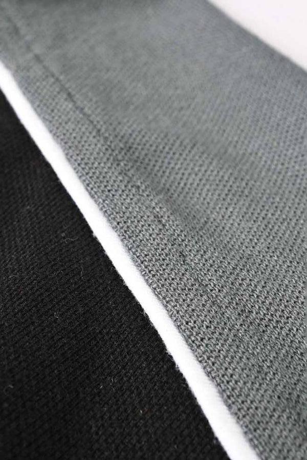 Elo Polo Republica Men's PRC Crest Embroidered Contrast Panels Polo Shirt Black & Slate Grey