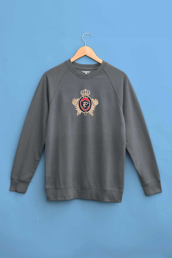 Elo Polo Republica Men's PRC Crest Embroidered Raglan Sleeve Pique Tee Shirt Slate Grey