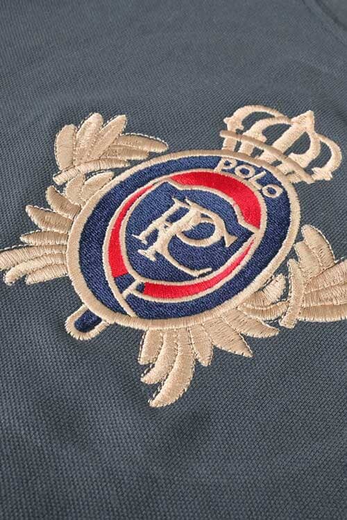 Elo Polo Republica Men's PRC Crest Embroidered Raglan Sleeve Pique Tee Shirt Slate Grey