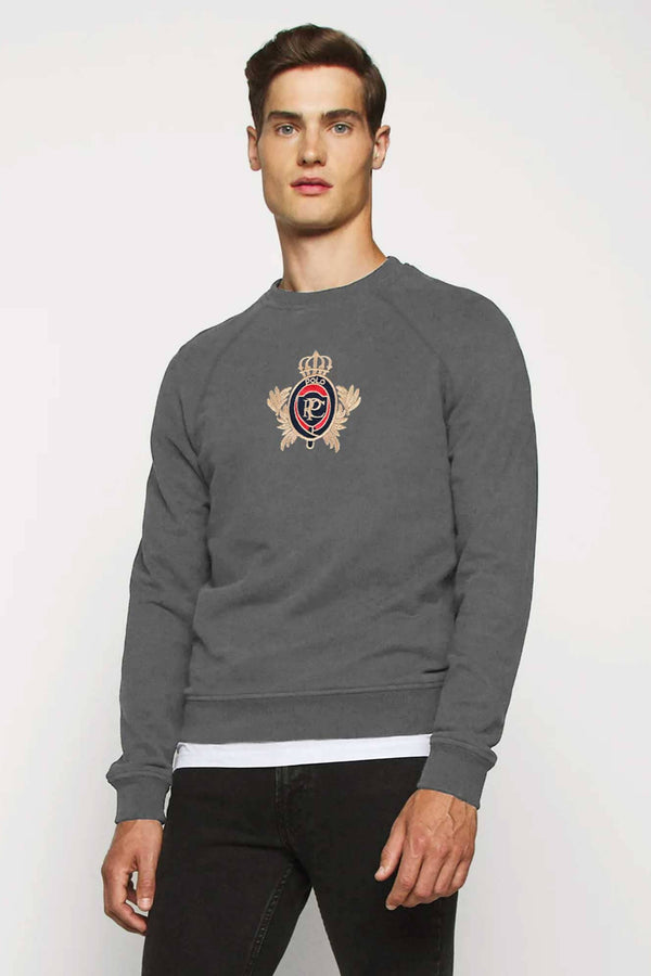 elo Polo Republica Men's PRC Crest Embroidered Raglan Sleeve Pique Tee Shirt Slate Grey