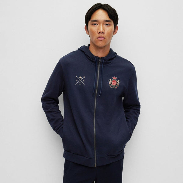 Elo Polo Republica Men's PRC Lion & Mallets Embroidered Zipper Hoodie Navy
