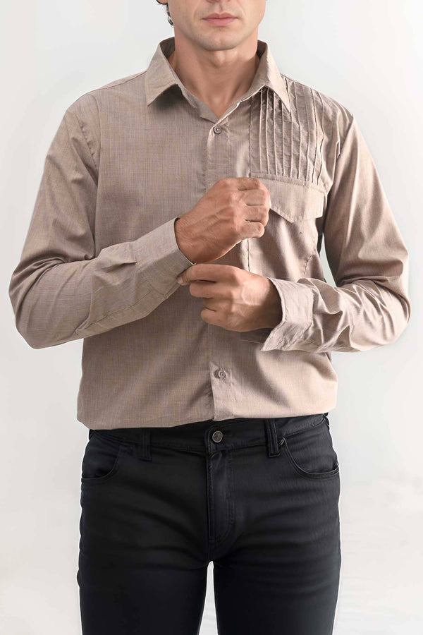 Elo Polo Republica Men's Premium Long Sleeve Casual Shirt Light Mud