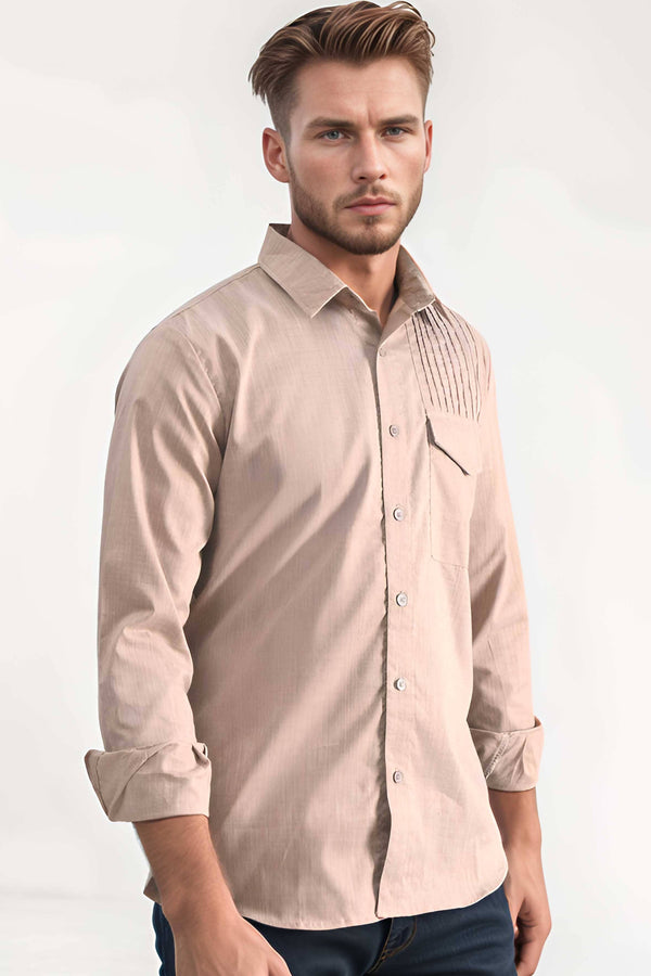 elo Polo Republica Men's Premium Long Sleeve Casual Shirt Light Mud