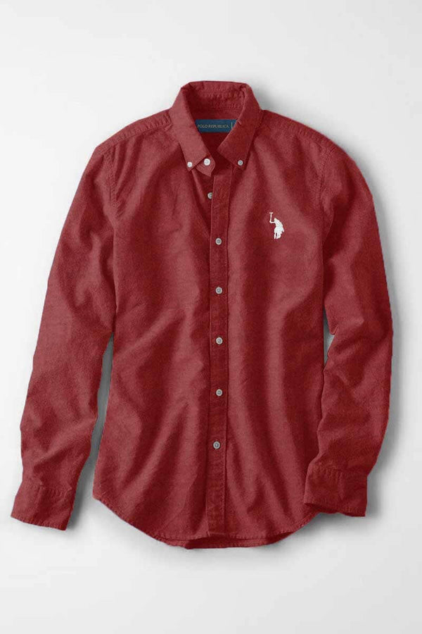 elo Polo Republica Men's Premium Pony Embroidered Plain Casual Shirt II Red