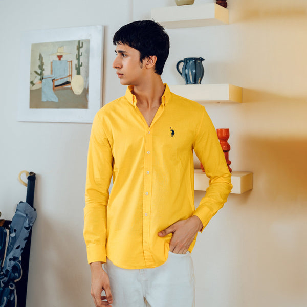 elo Polo Republica Men's Premium Pony Embroidered Plain Casual Shirt III Yellow