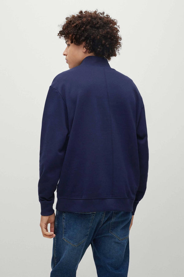 Elo Polo Republica Men's Quarter Zipper Deer & Polo Embroidered Fleece Sweat Shirt Red