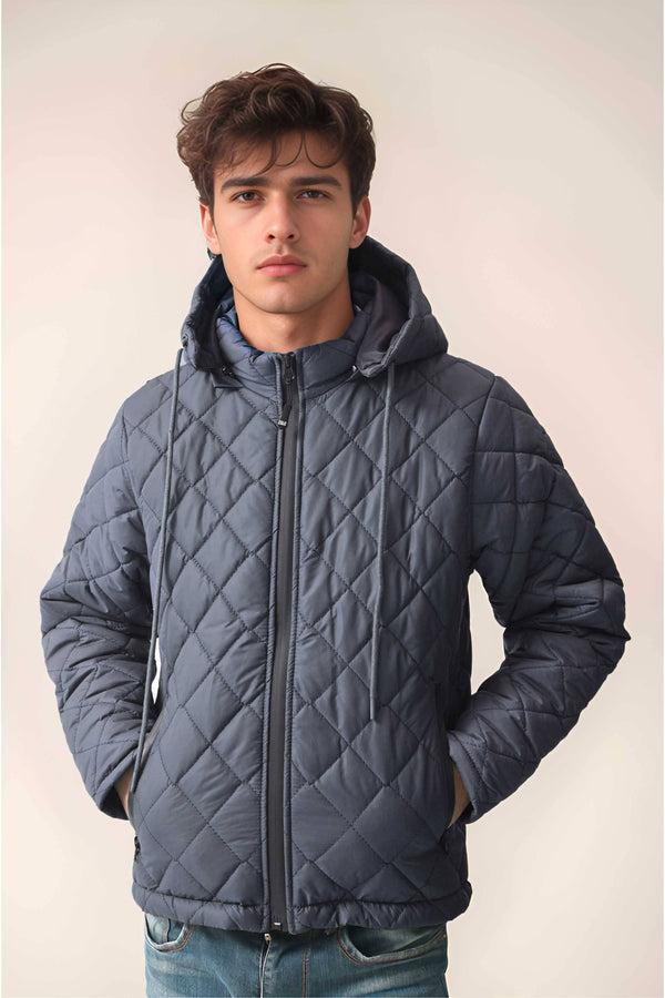 elo Polo Republica Men's Quilted Puffer Hooded Jacket Navy