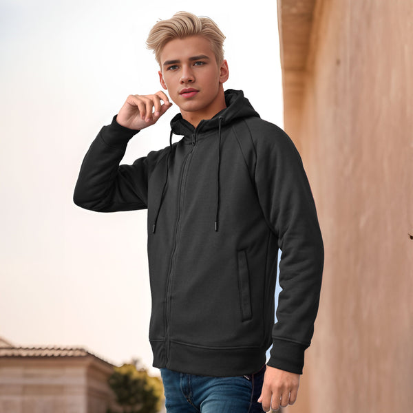 elo Polo Republica Men's Raglan Fleece Zipper Hoodie Black