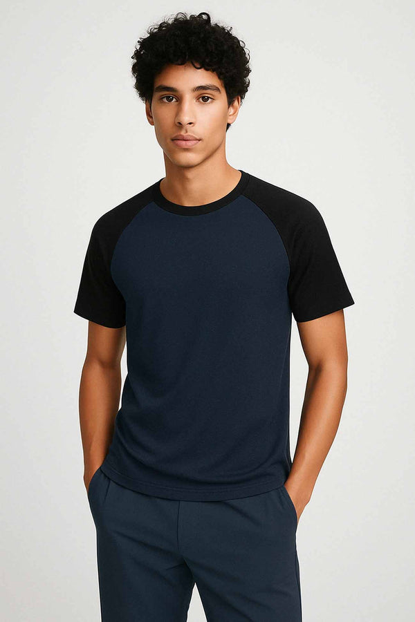 elo Polo Republica Men's Raglan Sleeve Tee Shirt Navy & Black