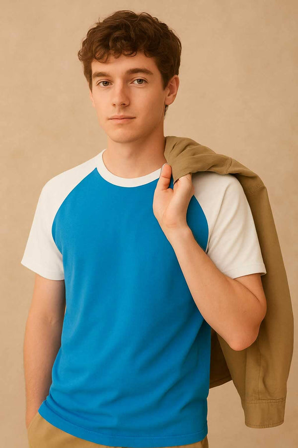 Elo Polo Republica Men's Raglan Sleeve Tee Shirt Stone Grey & Black