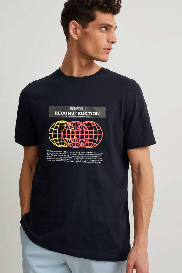 elo Polo Republica Men's Reconstruction Printed Short Sleeve Tee Shirt Navy
