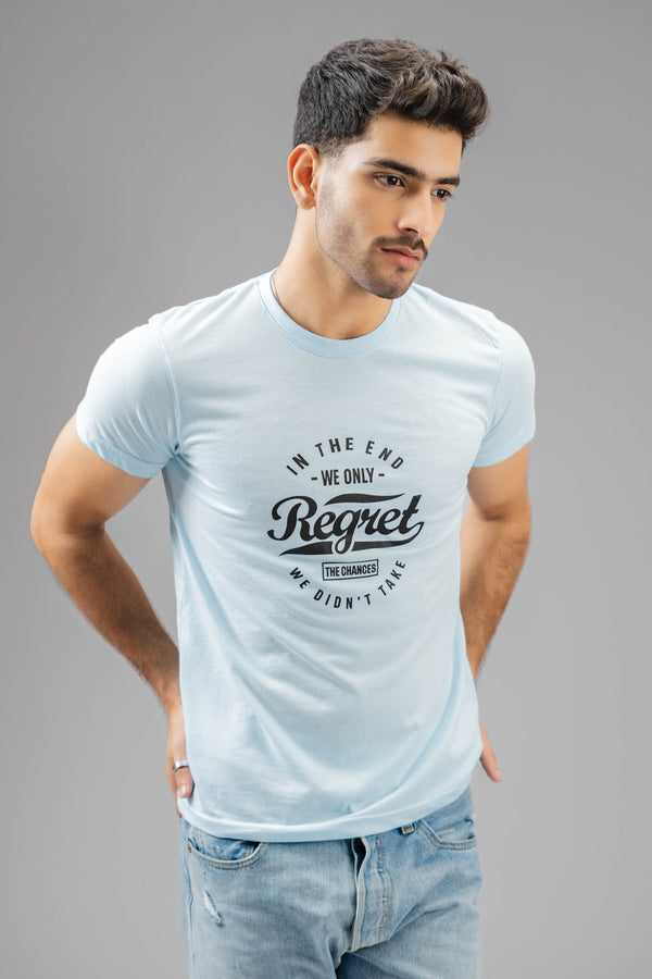 elo Polo Republica Men's Regret Printed Crew Neck Tee Shirt Light Sky