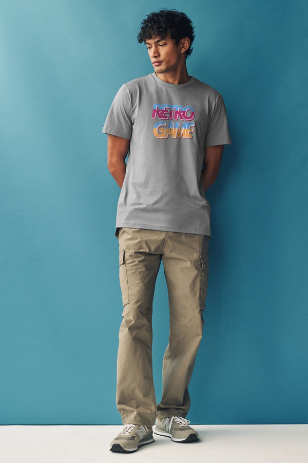 Elo Polo Republica Men's Retro Game Printed Tee Shirt Grey