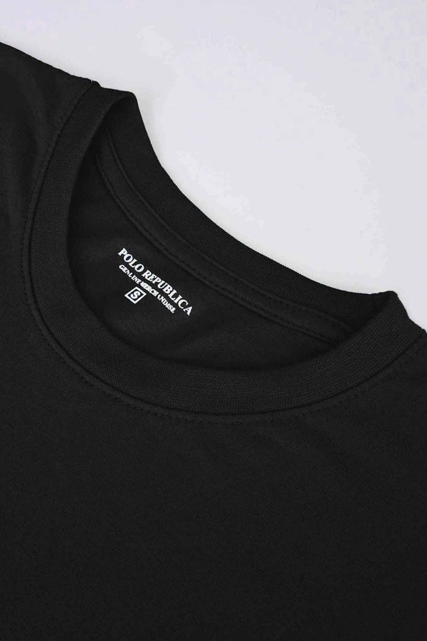 Elo Polo Republica Men's Retro Wave Printed Short Sleeve Tee Shirt Black