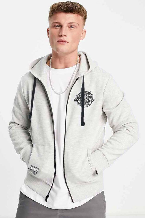 Elo Polo Republica Men's Rip Curl Printed Zipper Hoodie Heather Grey