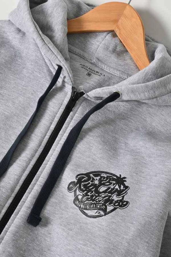 Elo Polo Republica Men's Rip Curl Printed Zipper Hoodie Heather Grey