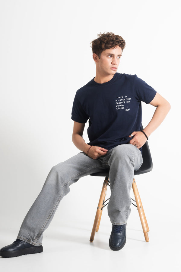 Elo Polo Republica Men's Rumi Quote Printed Crew Neck Tee Shirt White