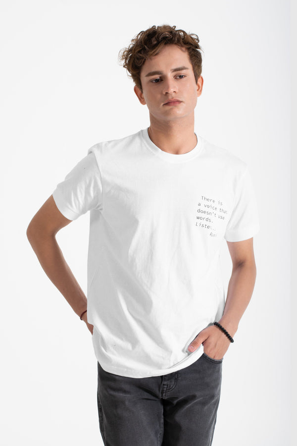 Elo Polo Republica Men's Rumi Quote Printed Crew Neck Tee Shirt White