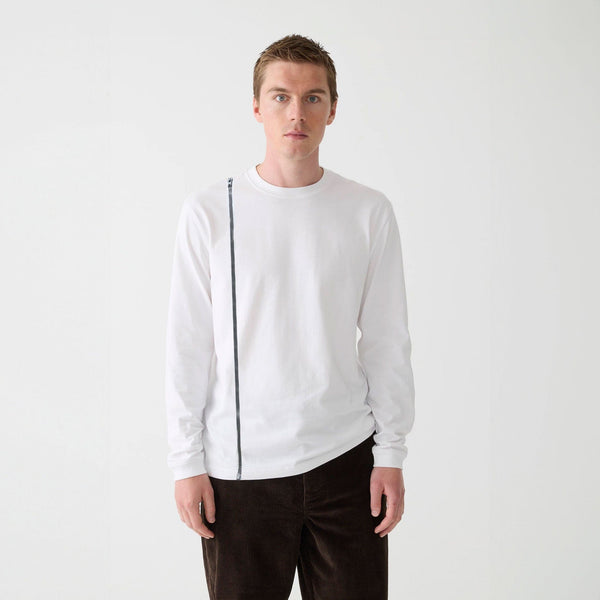 elo Polo Republica Men's Rumi Side Zipper Long Sleeve Tee Shirt White