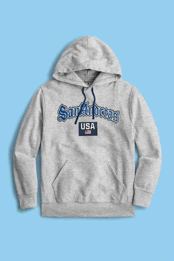 Elo Polo Republica Men's San Andreas Printed Fleece Pullover Hoodie Heather Grey