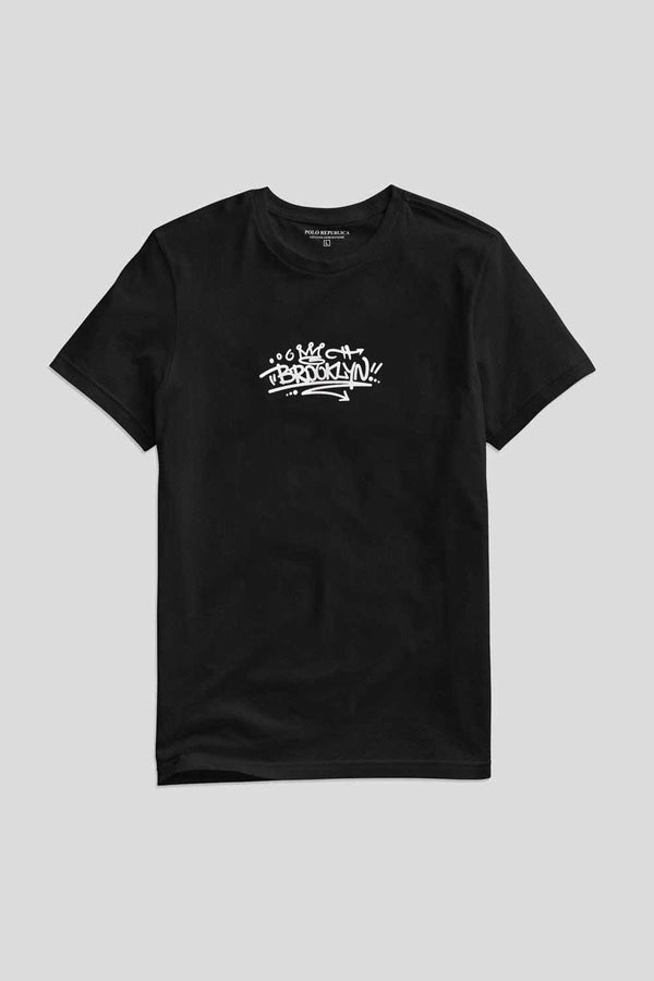 Elo Polo Republica Men's Sanctuary Brooklyn Printed Crew Neck Tee Shirt Black