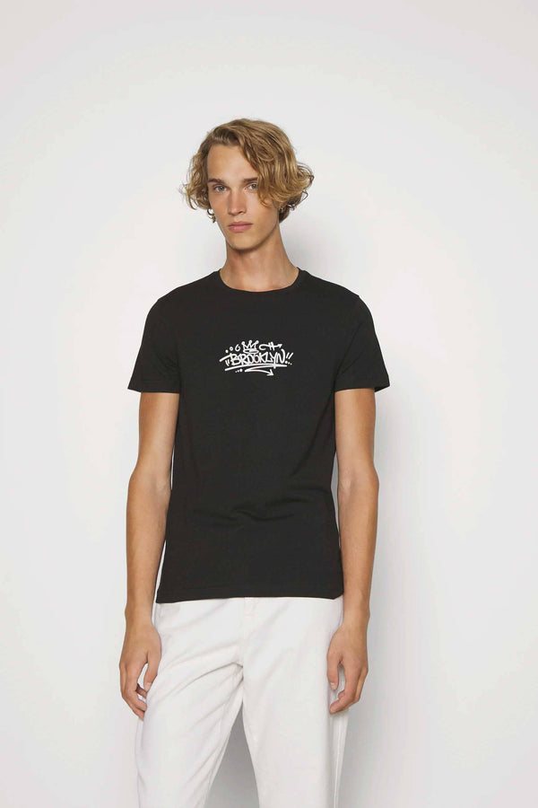 elo Polo Republica Men's Sanctuary Brooklyn Printed Crew Neck Tee Shirt Black