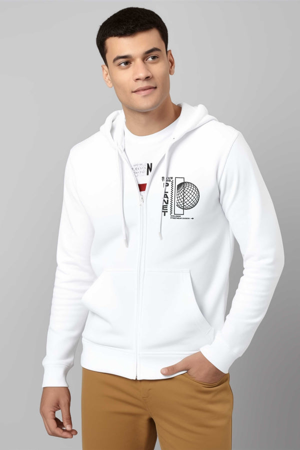 Elo Polo Republica Men's Save This Planet Printed Zipper Hoodie White